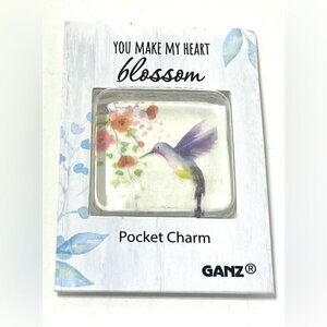 BNIB GANZ Love Blooms Glass Pocket Charm. You Make My Heart Blossom.​